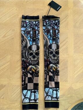 DSQUARED2 NWT Black, Blue Polyamide Blend Tattoo Sleeves